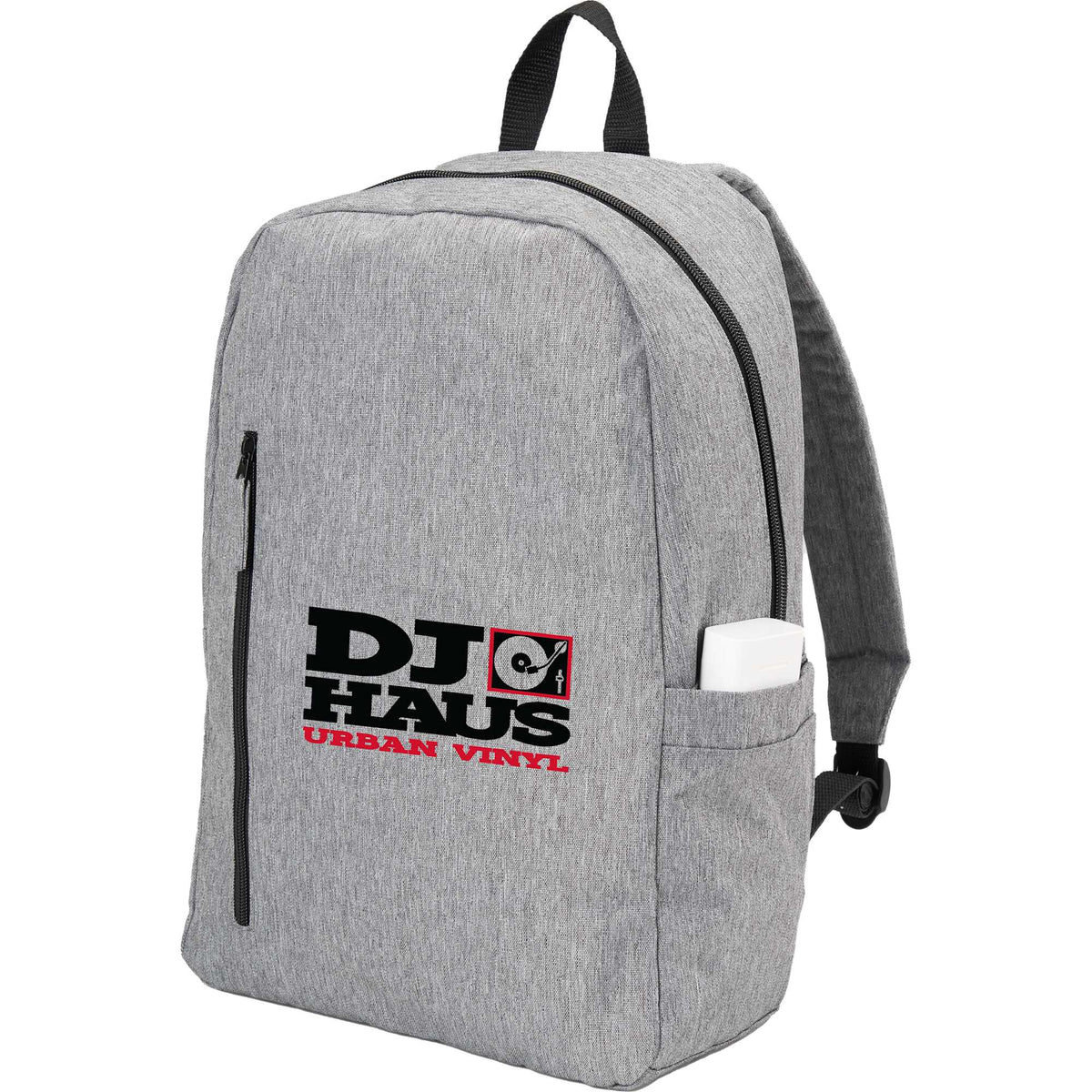 Skye Recycled Laptop Backpack with Vertical Zip, 15 Inch Full Color - Gray - Left Angle