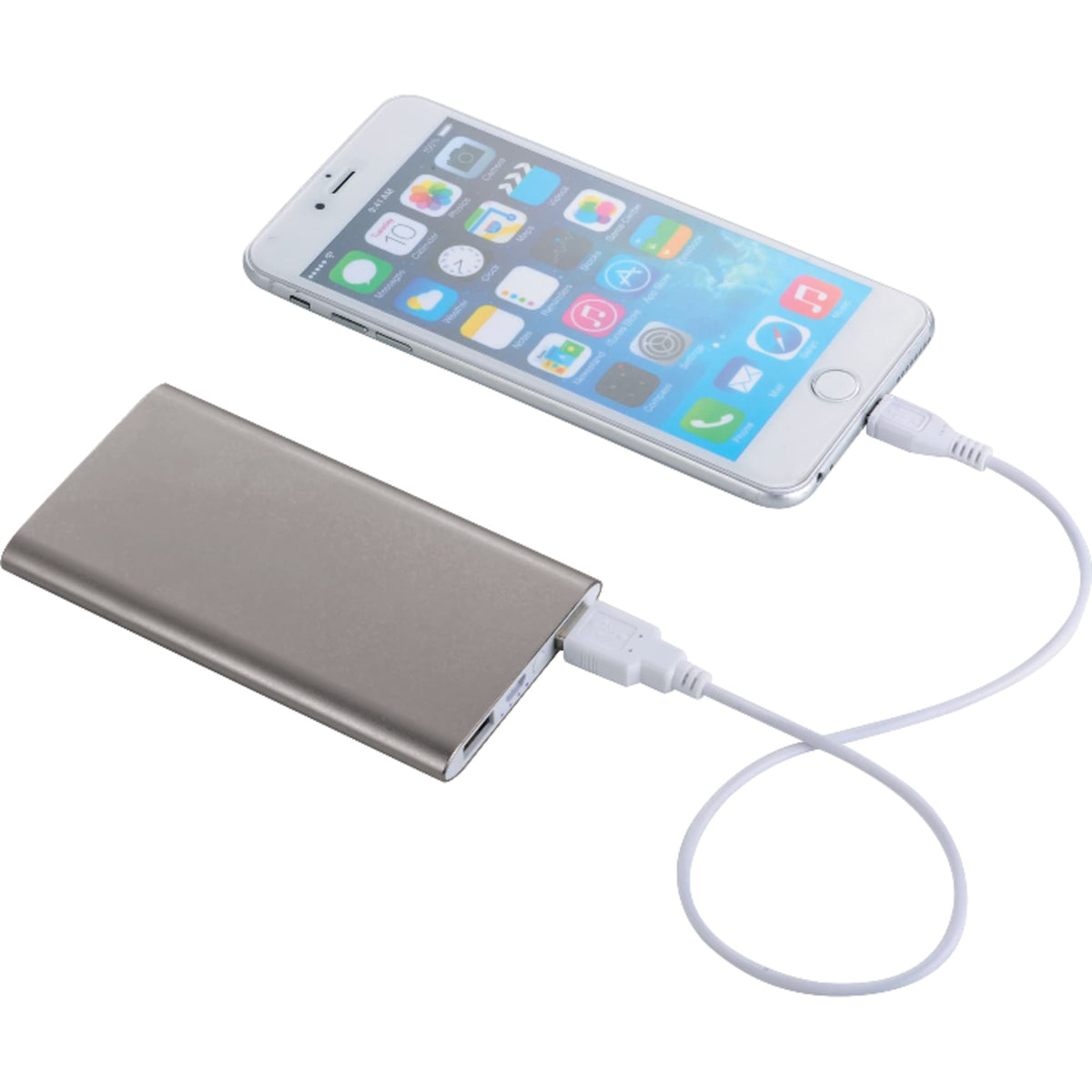 Sleek Aluminum Dual Output Power Bank, 4,000 mAh - Gray - Photo 2