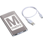 Sleek Aluminum Dual Output Power Bank, 4,000 mAh - Gray - Photo