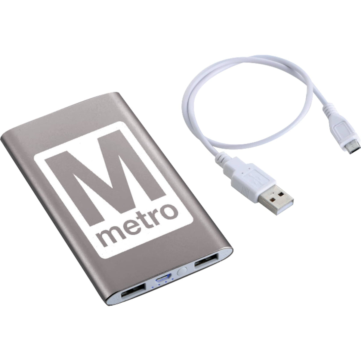Sleek Aluminum Dual Output Power Bank, 4,000 mAh Laser Engraving - Gray - Photo
