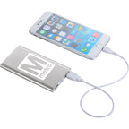 Sleek Aluminum Dual Output Power Bank, 4,000 mAh Laser Engraving - Silver - Photo