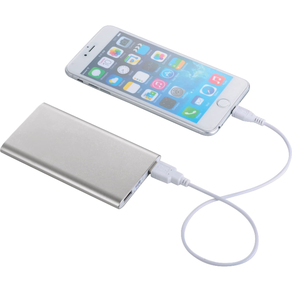 Sleek Aluminum Dual Output Power Bank, 4,000 mAh - Silver - Photo 2