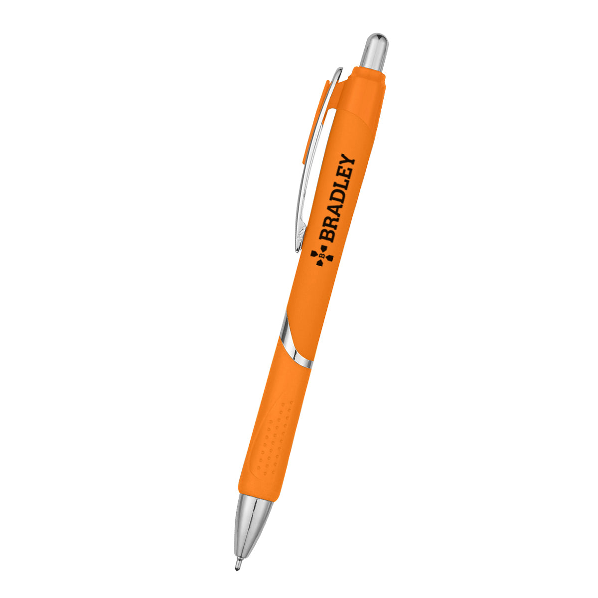 Sleek Write Pen with Dotted Grip - Orange - Silk Screen