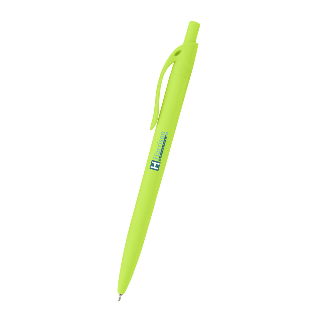 Sleek Write Rubberized Pen in Recycled ABS - Lime Green - Full Color