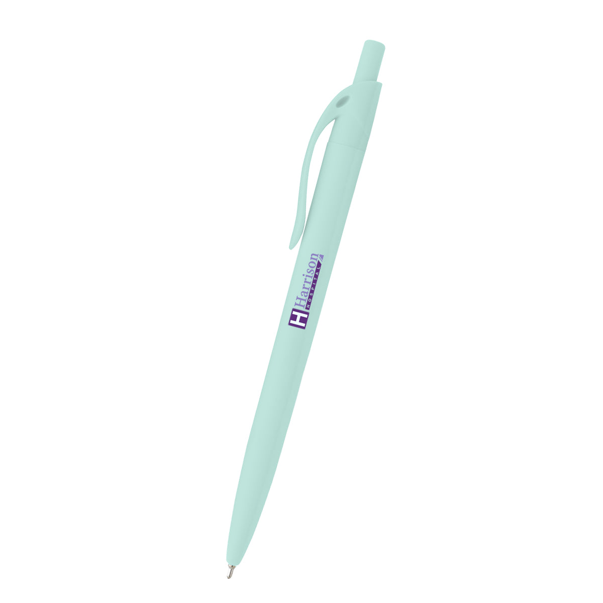 Sleek Write Rubberized Pen in Recycled ABS - Mint Green - Silk Screen