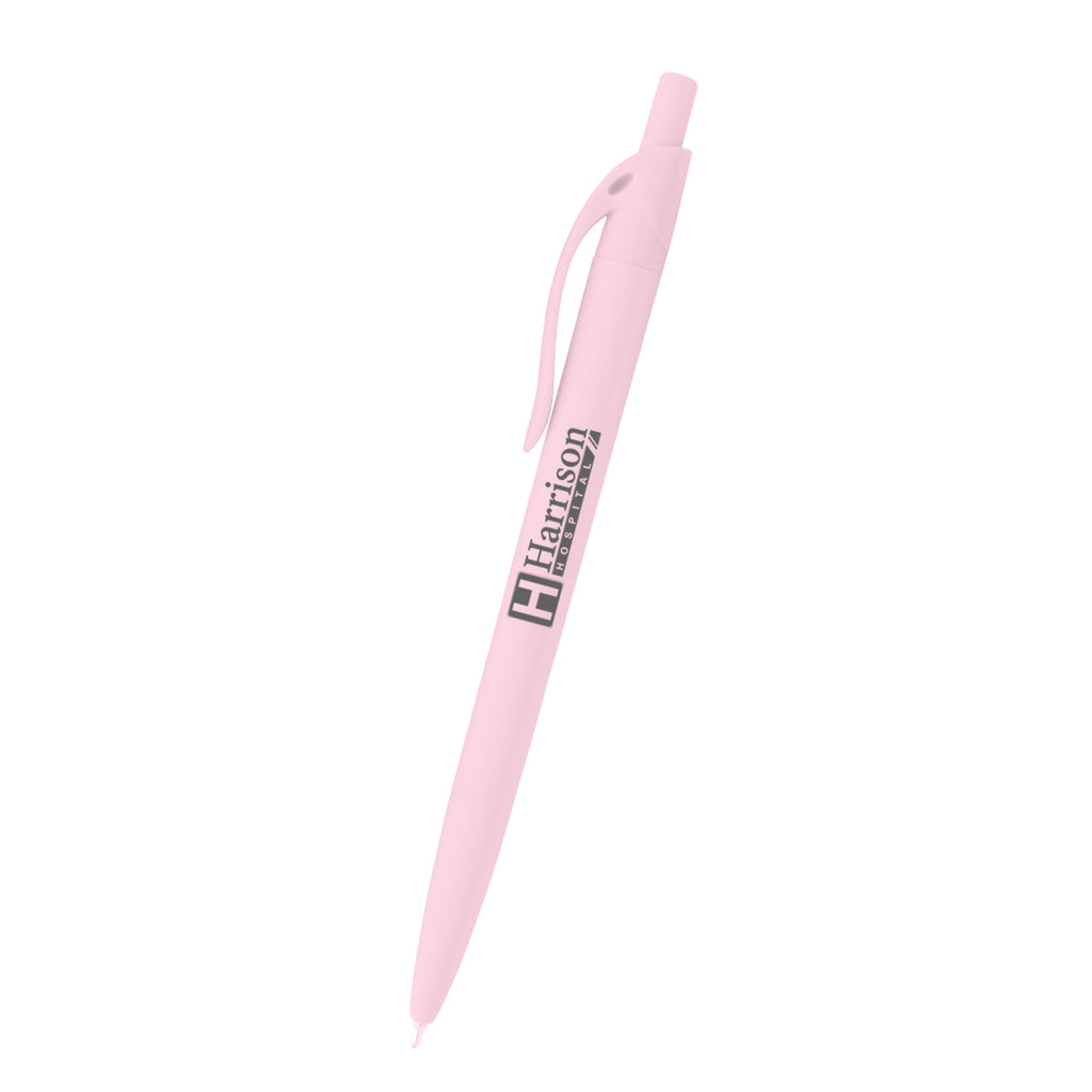 Sleek Write Rubberized Pen in Recycled ABS - Pink - Silk Screen