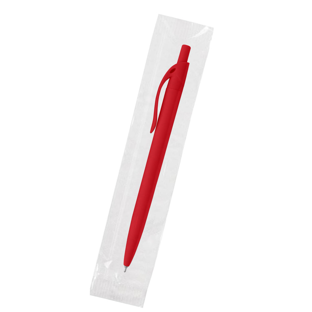 Sleek Write Rubberized Pen in Recycled ABS - Red - Cellobag