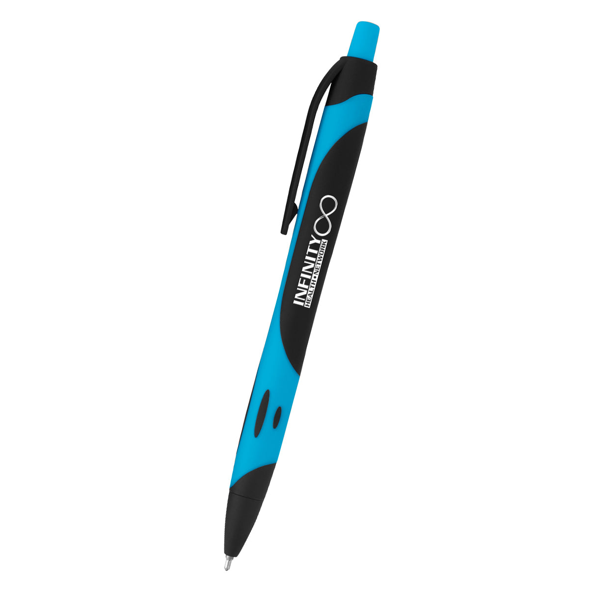 Sleek Write Rubberized Pen, Two-Tone - Blue - Silk Screen