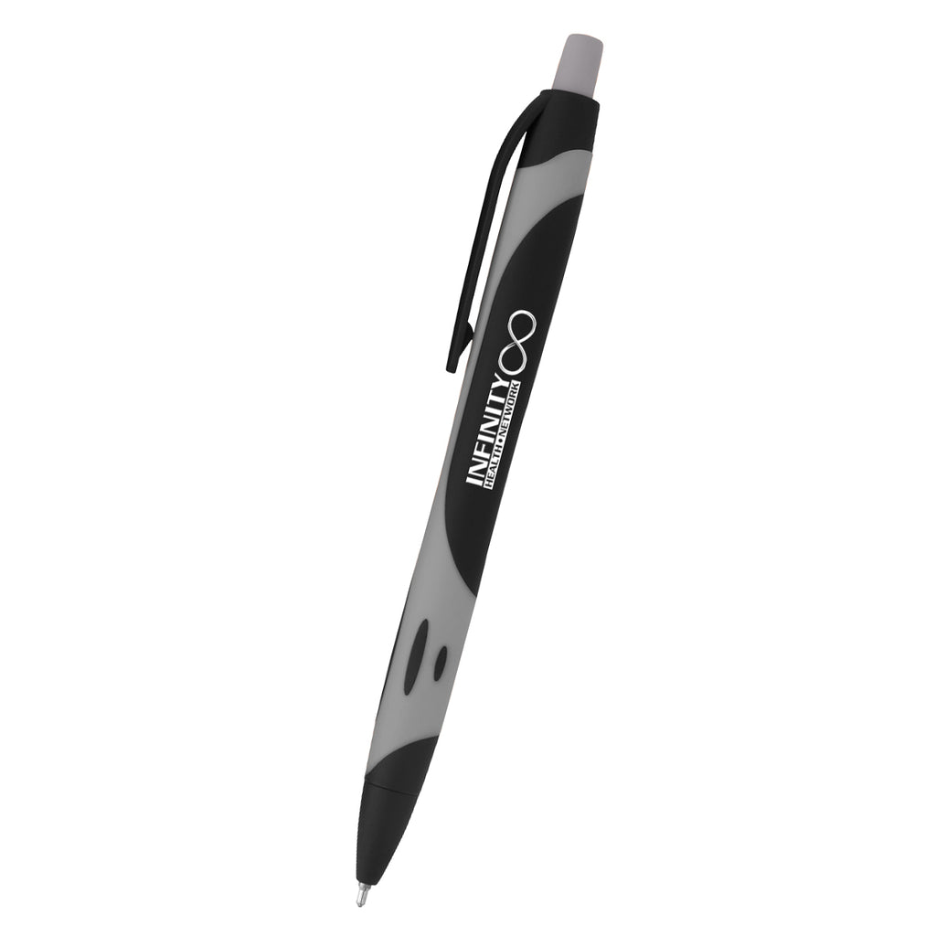 Sleek Write Rubberized Pen, Two-Tone - Gray - Silk Screen