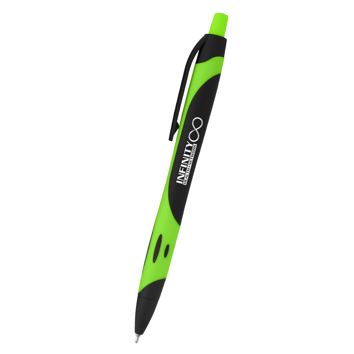 Sleek Write Rubberized Pen, Two-Tone - Lime Green - Silk Screen