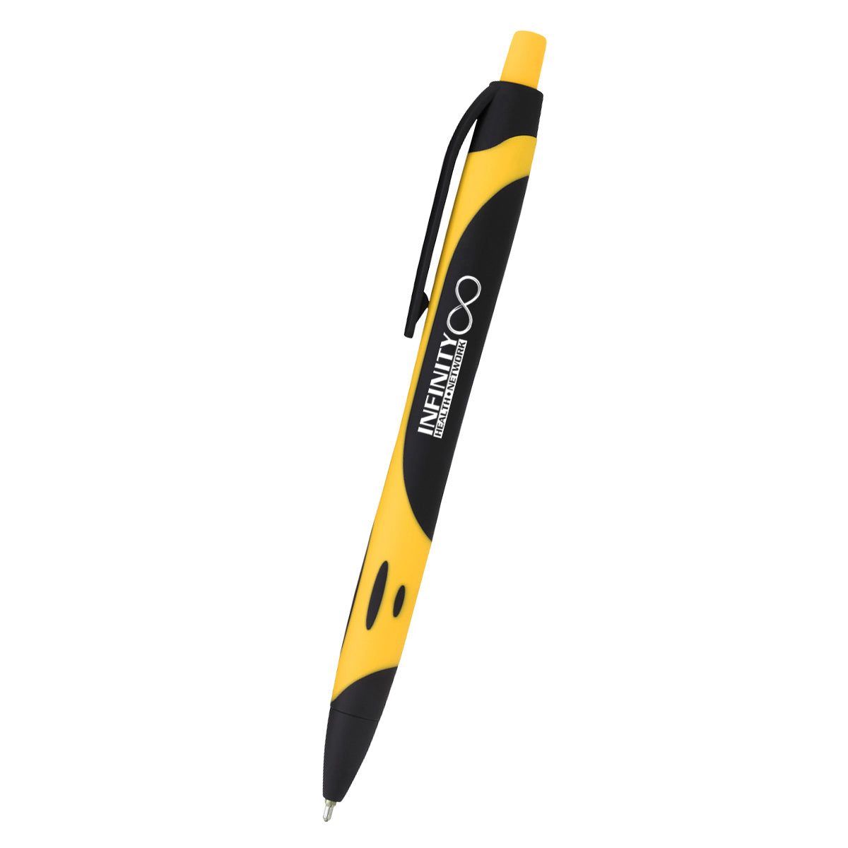 Sleek Write Rubberized Pen, Two-Tone - Yellow - Silk Screen