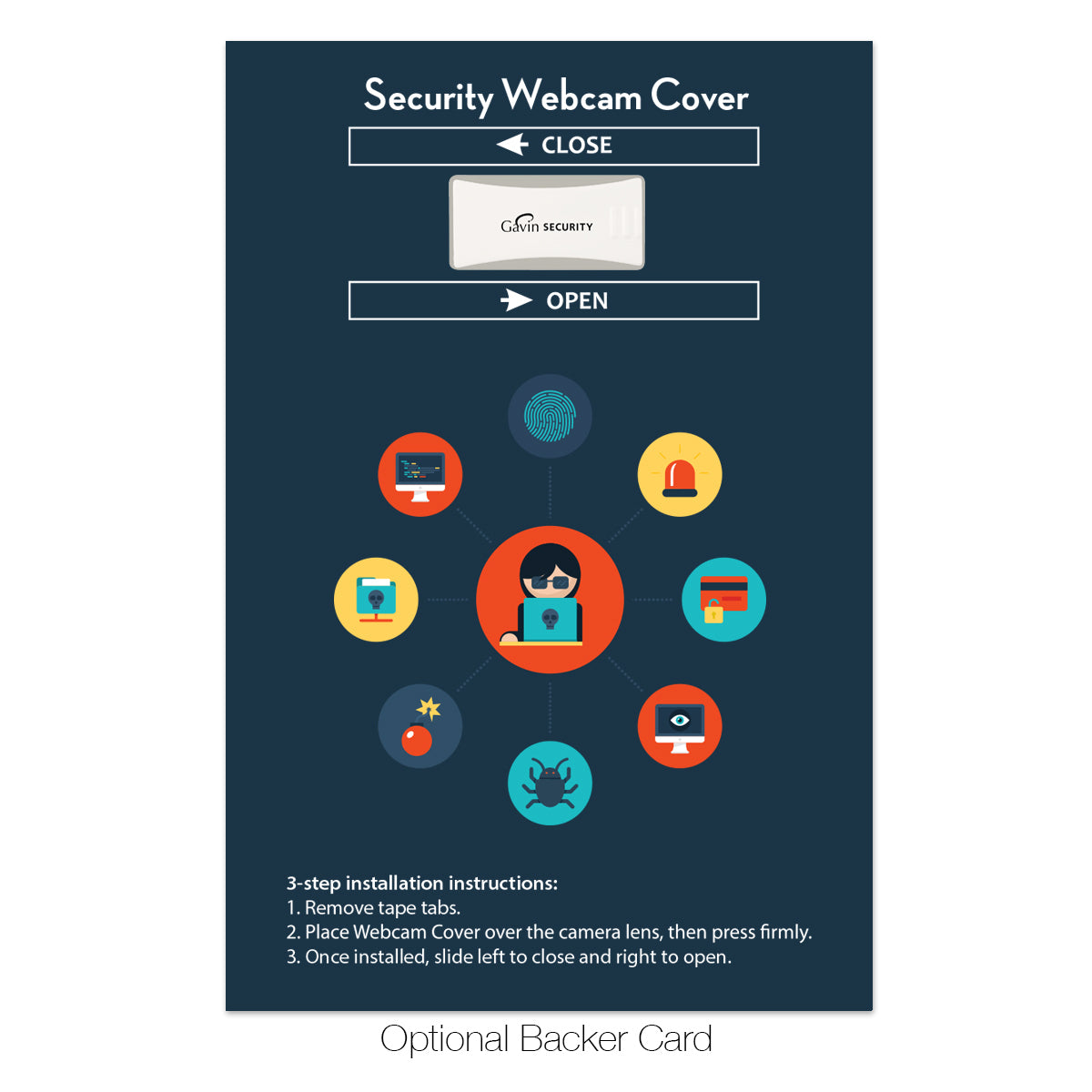 Sliding Webcam Cover on a Backer Card - Gray - Optional_Card_4CP
