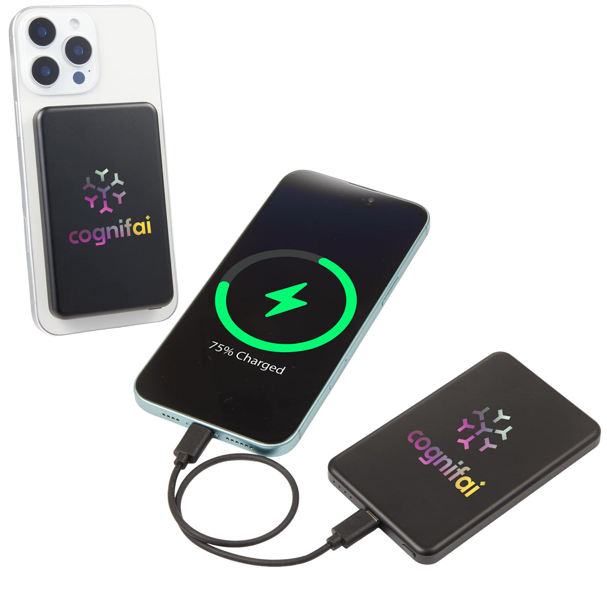 Slim Aluminum Magnetic Power Bank, 5,000 mAh Laser Engraving - Black - Detail Default