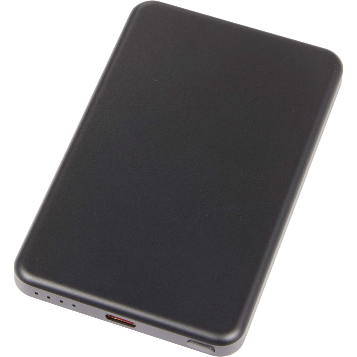 Slim Aluminum Magnetic Power Bank, 5,000 mAh Laser Engraving - Black - Left Angle