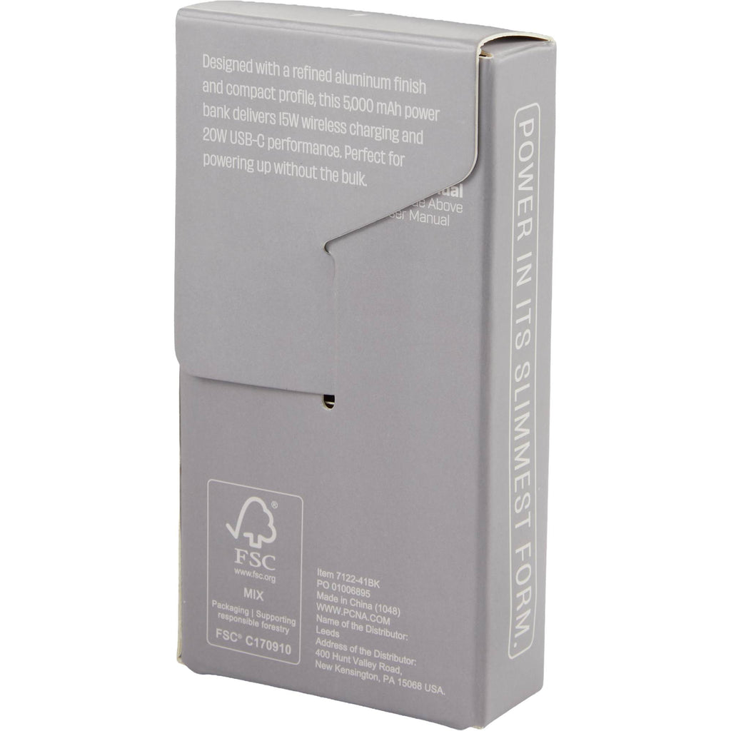 Slim Aluminum Magnetic Power Bank, 5,000 mAh Laser Engraving - Black - Packaging 2
