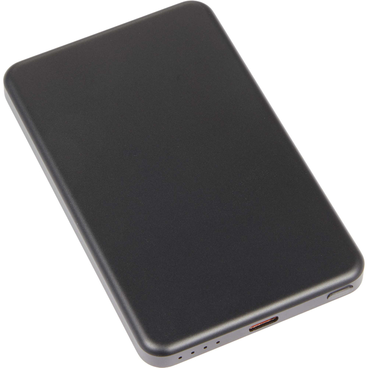 Slim Aluminum Magnetic Power Bank, 5,000 mAh Laser Engraving - Black - Right Angle