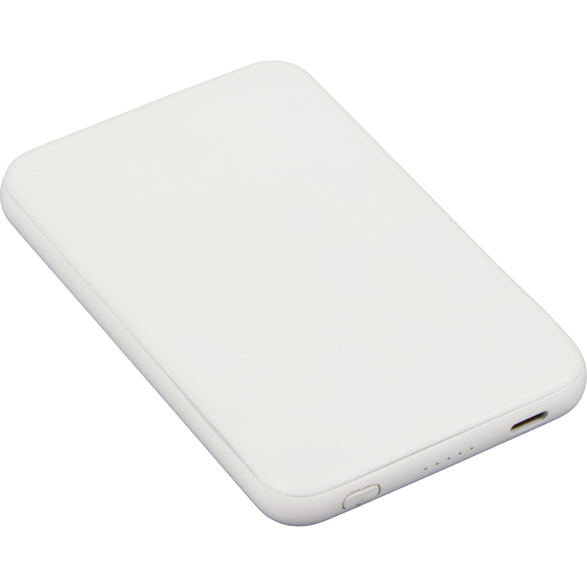Slim Magnetic Power Bank with LED Indicators, 4,000 mAh Full Color - White - Right Angle