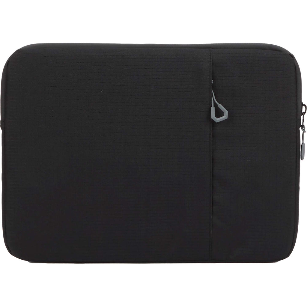 Slim Recycled Laptop Sleeve with Two Zip Pockets, 15 Inch Embroidery - Black - Back