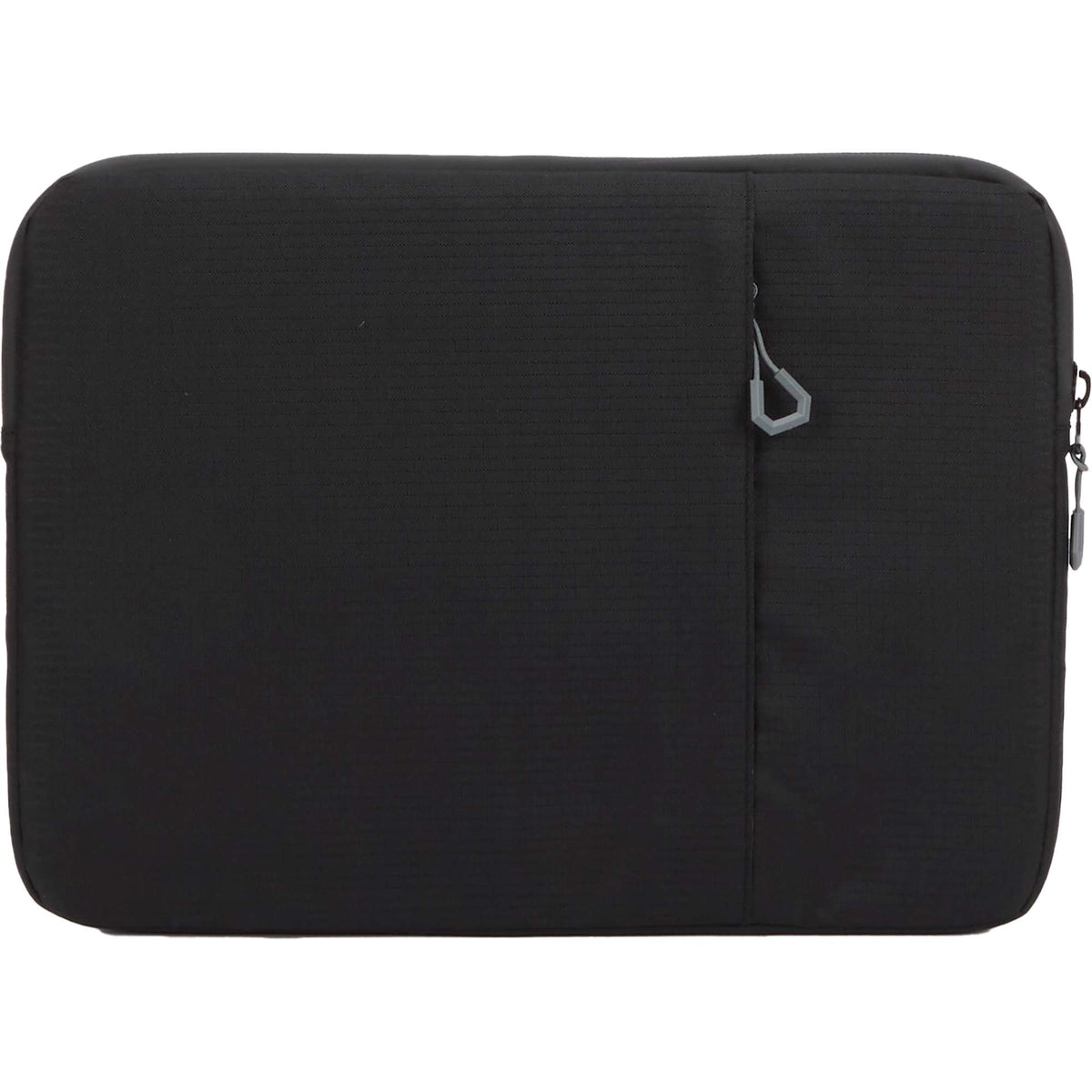 Slim Recycled Laptop Sleeve with Two Zip Pockets, 15 Inch Embroidery - Black - Back