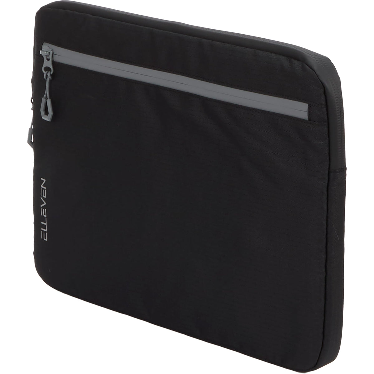 Slim Recycled Laptop Sleeve with Two Zip Pockets, 15 Inch Embroidery - Black - Left Angle