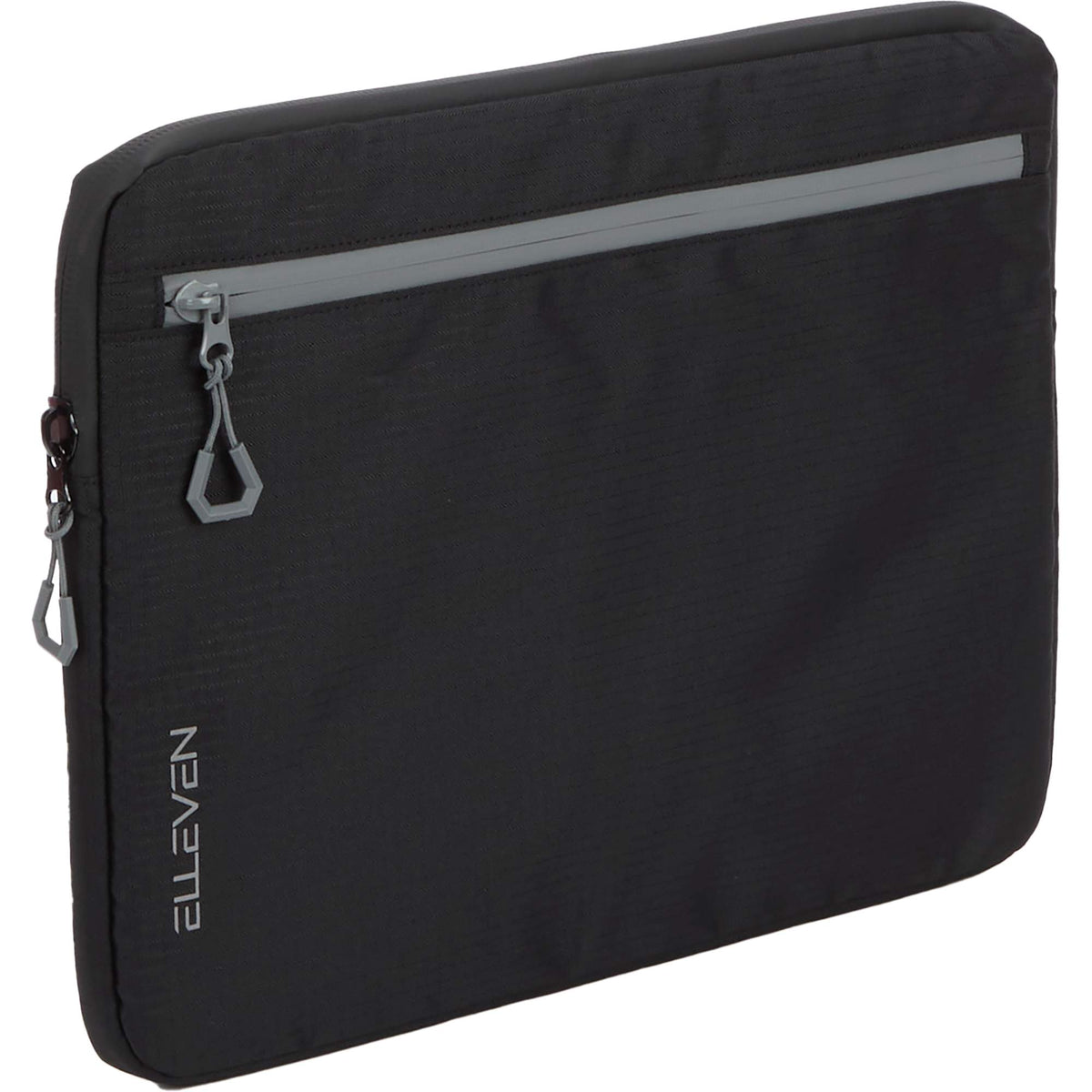 Slim Recycled Laptop Sleeve with Two Zip Pockets, 15 Inch Embroidery - Black - Right Angle