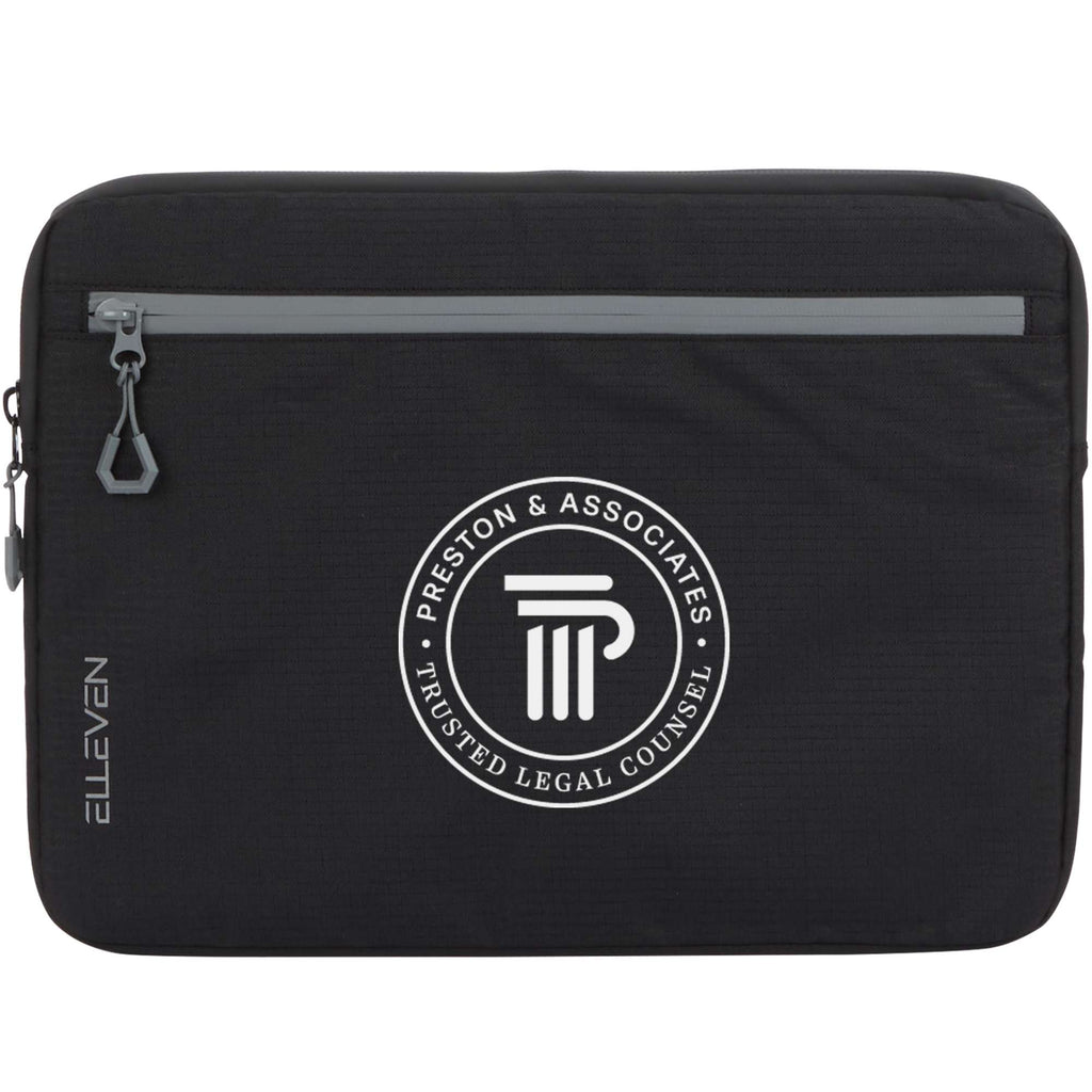 Slim Recycled Laptop Sleeve with Two Zip Pockets, 15 Inch Transfer - Black - Front