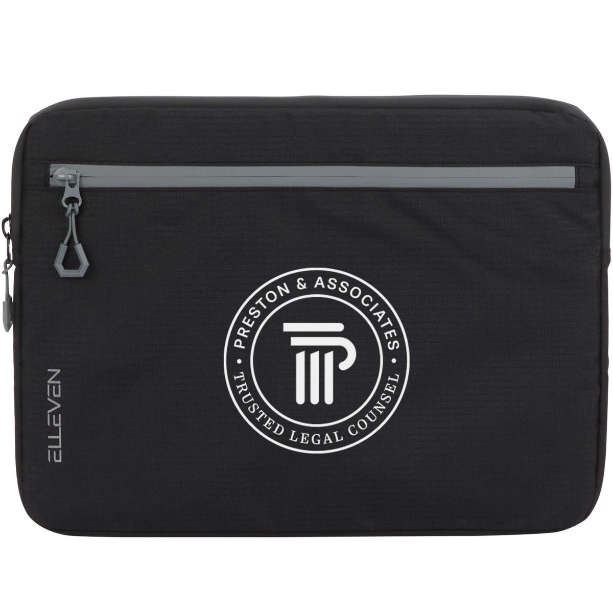 Slim Recycled Laptop Sleeve with Two Zip Pockets, 15 Inch Transfer - Black - Front