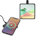 Slim Square Wireless Charging Pad with Cable Full Color - Black - Front 2