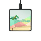 Slim Square Wireless Charging Pad with Cable Full Color - Black - Front