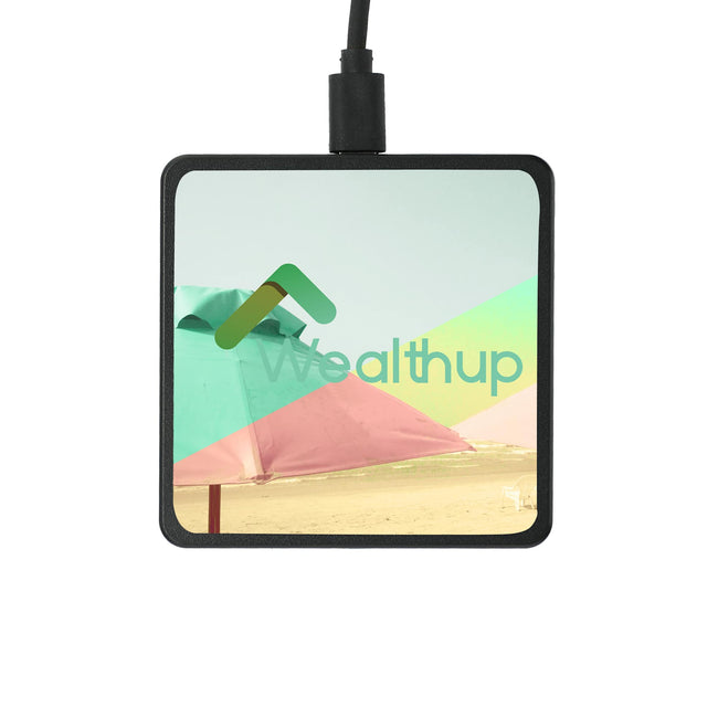 Slim Square Wireless Charging Pad with Cable Full Color