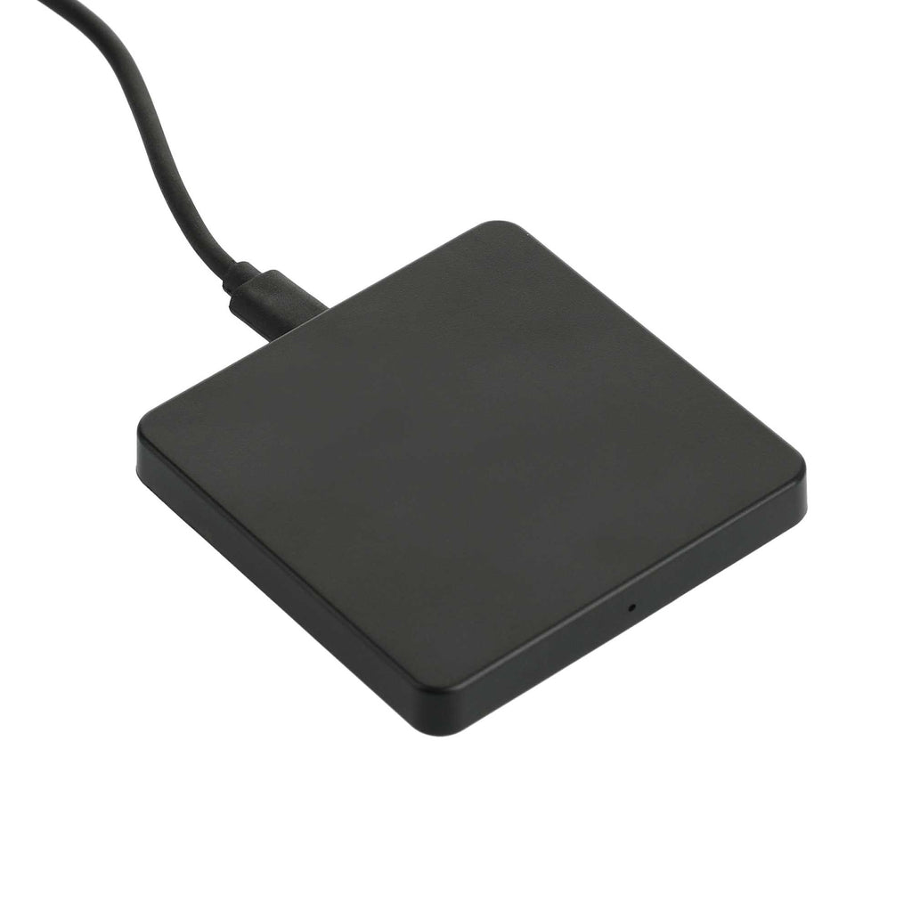 Slim Square Wireless Charging Pad with Cable Full Color - Black - Right Angle 2