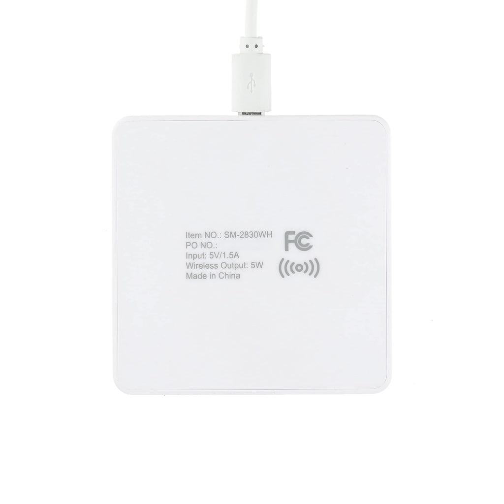 Slim Square Wireless Charging Pad with Cable Full Color - White - Back