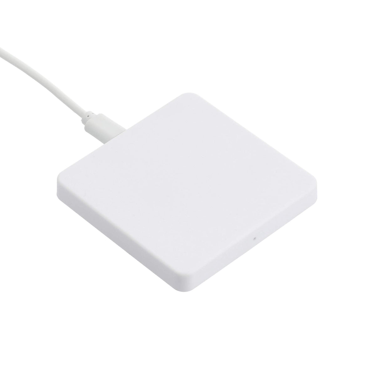 Slim Square Wireless Charging Pad with Cable Full Color - White - Right Angle 2
