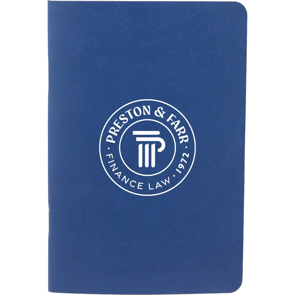 Slim Stapled Pocket Notebook with Recycled Cover, 4 x 6 Inches Debossing - Blue - Front