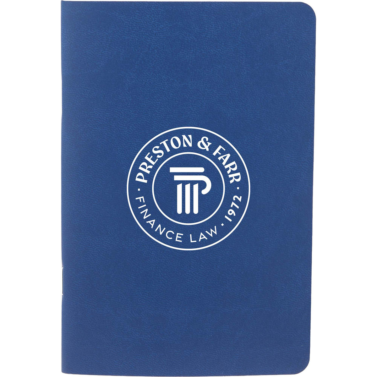 Slim Stapled Pocket Notebook with Recycled Cover, 4 x 6 Inches Debossing - Blue - Front