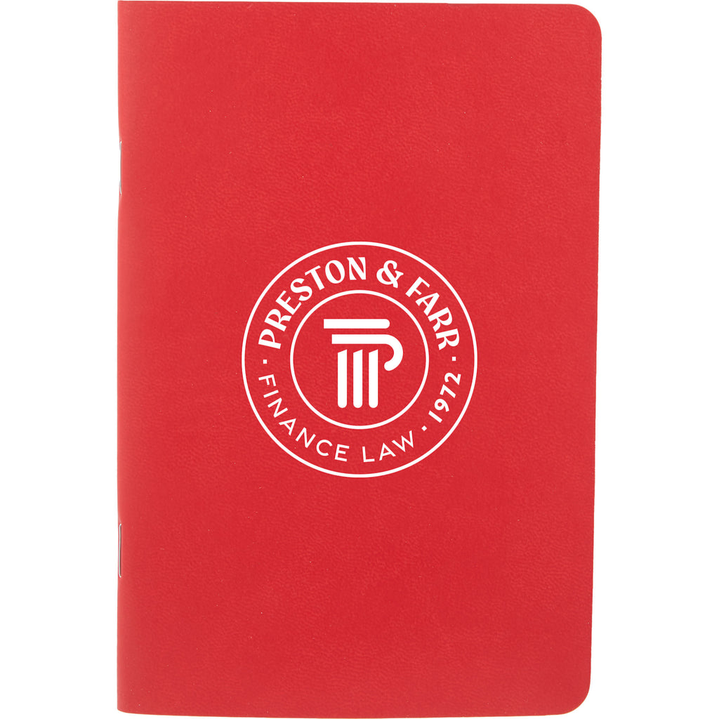 Slim Stapled Pocket Notebook with Recycled Cover, 4 x 6 Inches Debossing - Red - Front