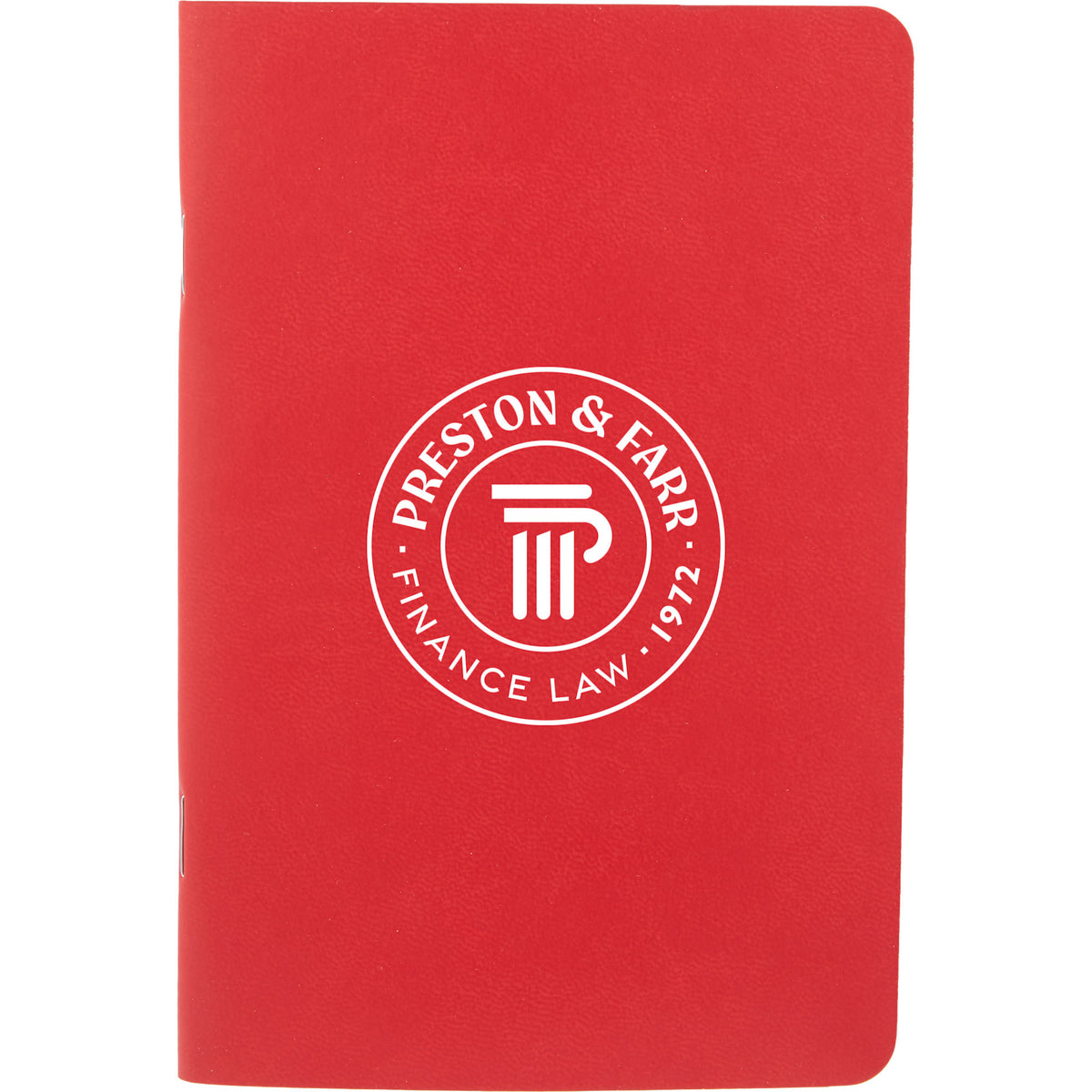 Slim Stapled Pocket Notebook with Recycled Cover, 4 x 6 Inches Debossing - Red - Front