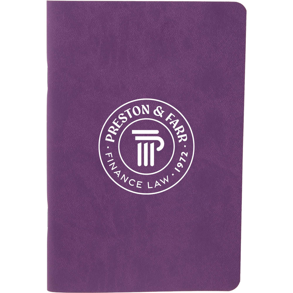 Slim Stapled Pocket Notebook with Recycled Cover, 4 x 6 Inches - Purple - Front