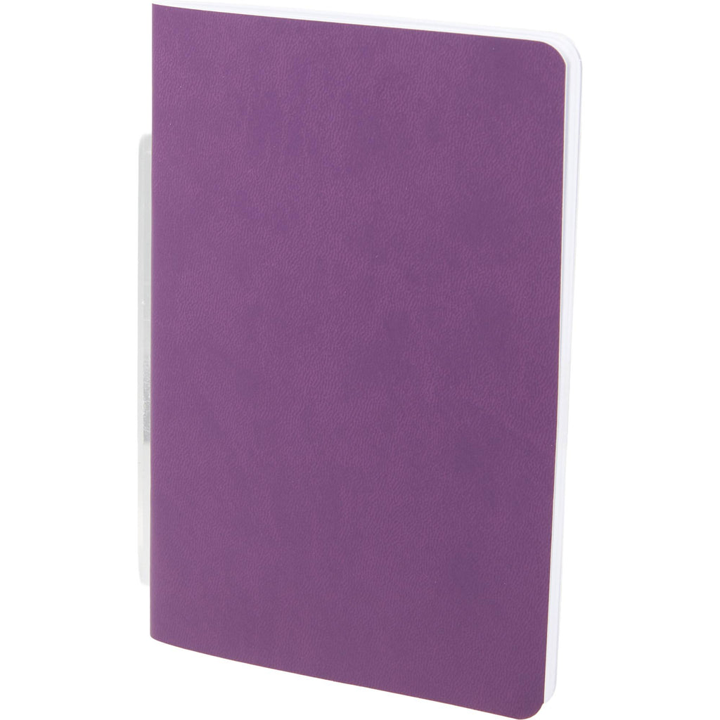Slim Stapled Pocket Notebook with Recycled Cover, 4 x 6 Inches - Purple - Left Angle