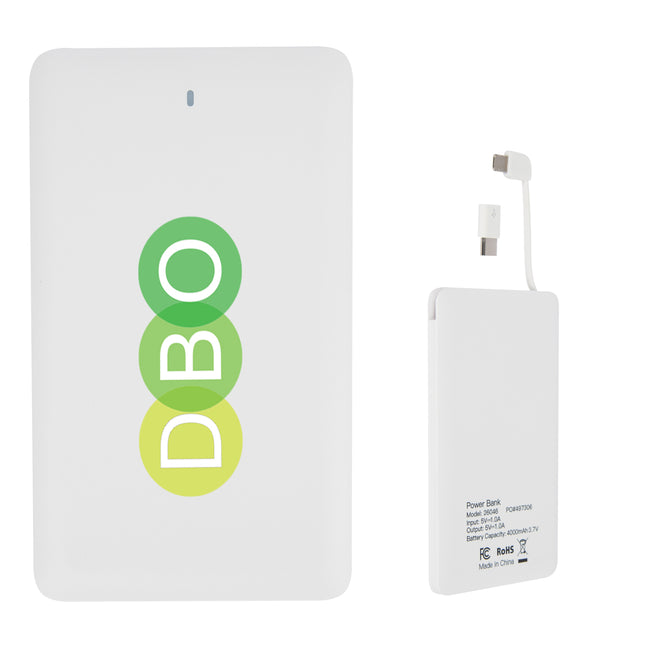 Slim Three-Way Power Bank, 4,000 mAh