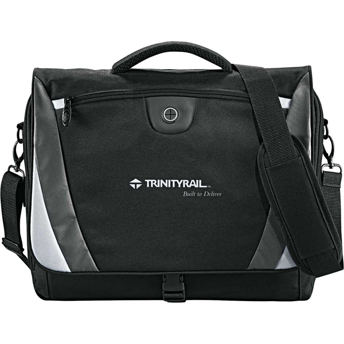 Slope Laptop Messenger Bag with Earbud Port, 15 Inches Embroidery - Black - Front 2