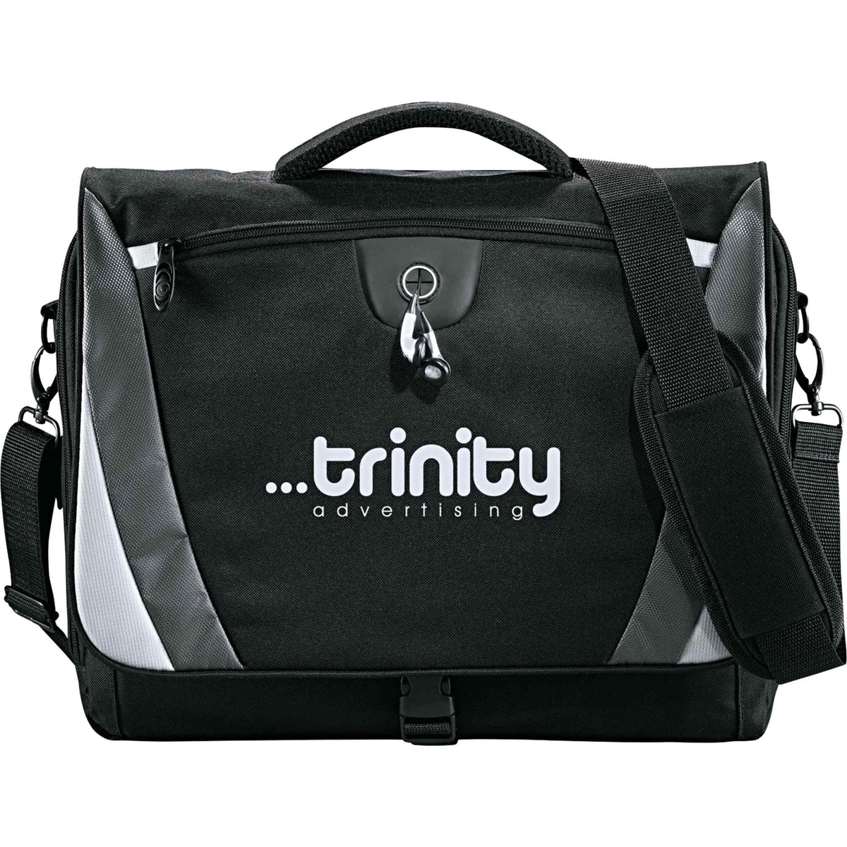 Slope Laptop Messenger Bag with Earbud Port, 15 Inches Transfer - Black - Front 3