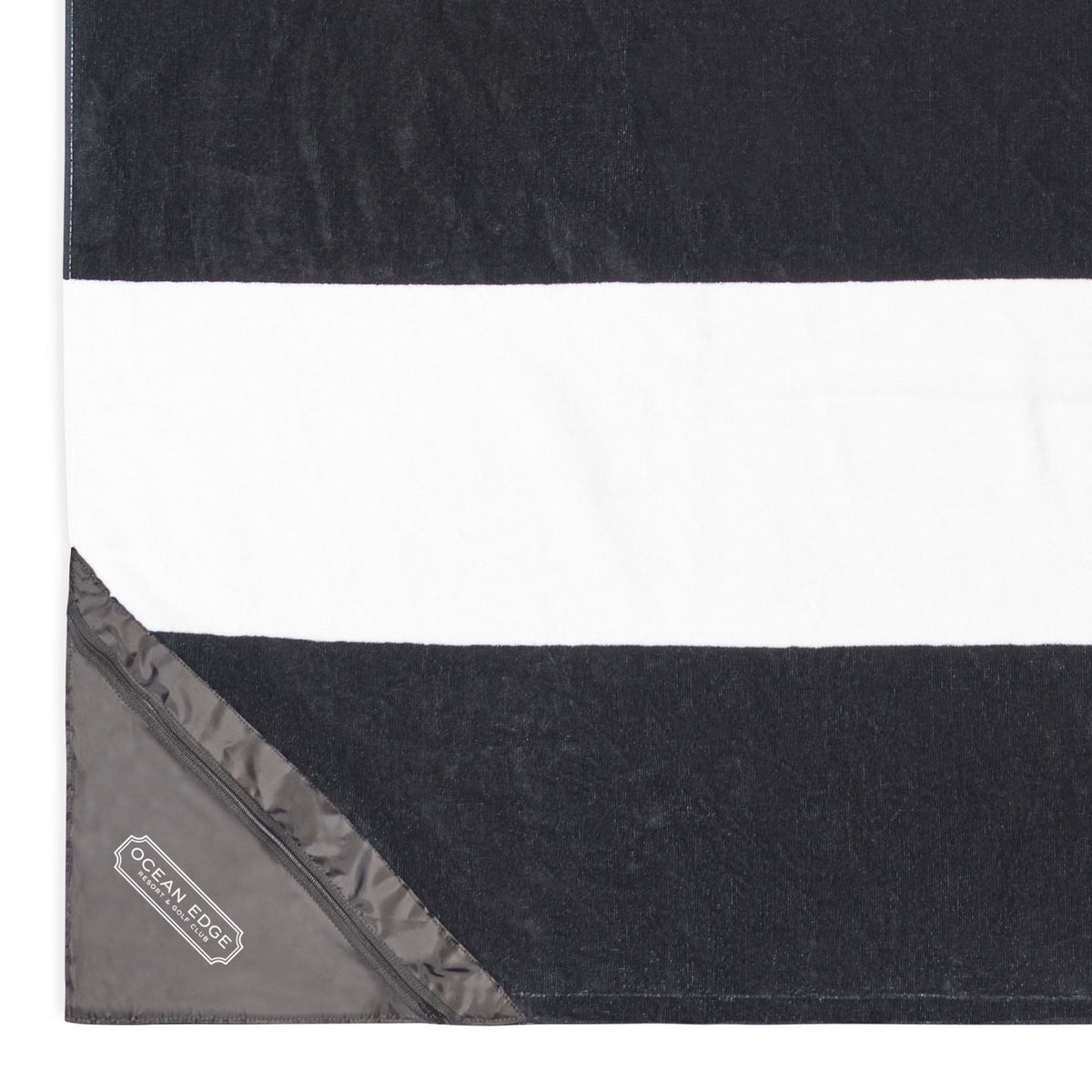 Slowtide Beach Towel with Zip Pocket, 60 x 30 Inches Embroidery - Porto Black - View 6