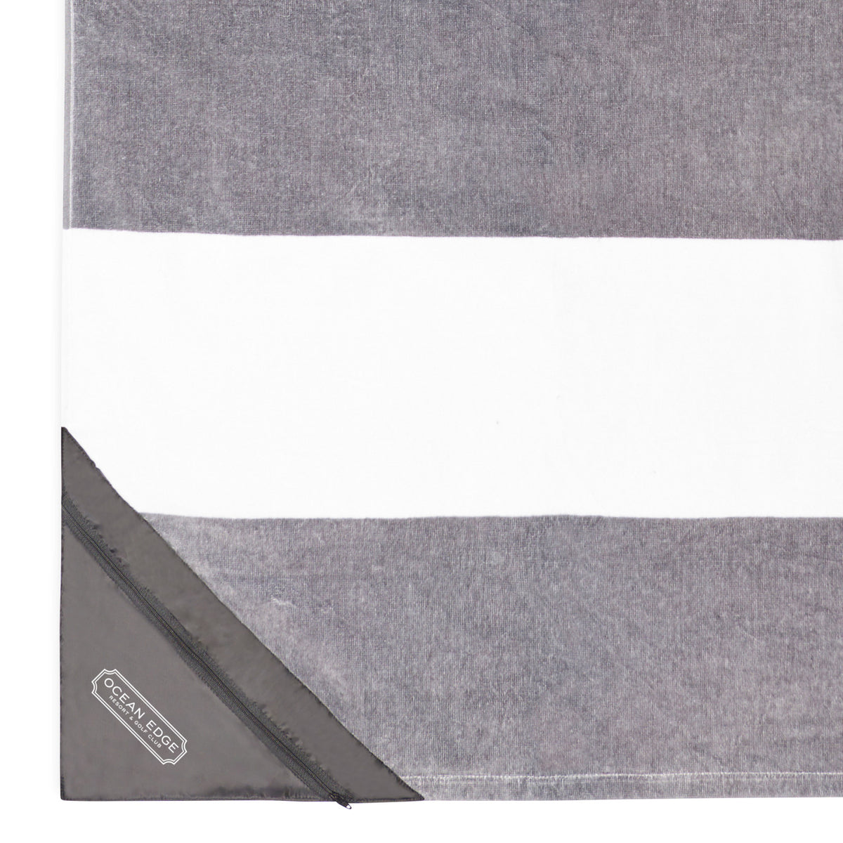 Slowtide Beach Towel with Zip Pocket, 60 x 30 Inches Embroidery - Porto Grey - View 6