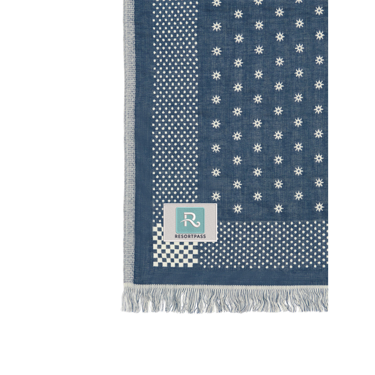 Slowtide Driftweave Turkish Towel, 38 x 73 Inches Embroidery - Shogun Indigo - View 2