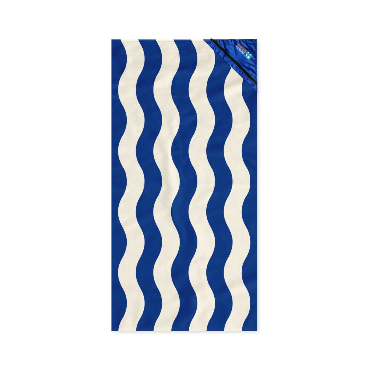 Slowtide Wavy Stripe Beach Towel with Zip Pocket, 60 x 30 Inches Embroidery - Blue - View 1