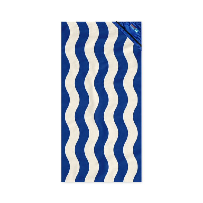 Slowtide Wavy Stripe Beach Towel with Zip Pocket, 60 x 30 Inches Embroidery