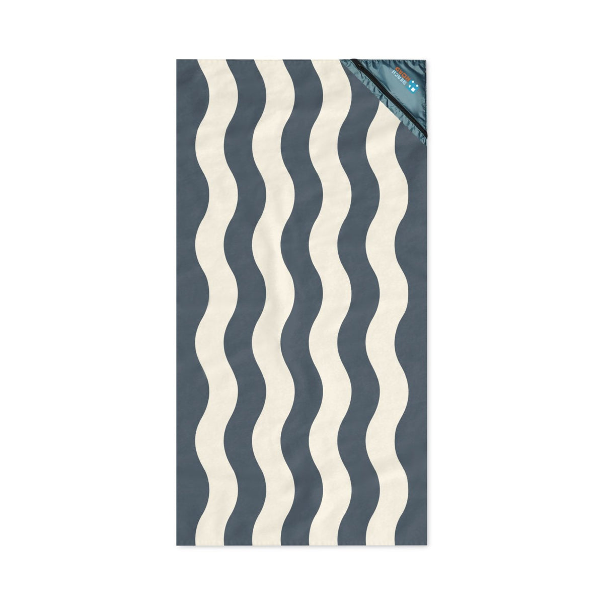 Slowtide Wavy Stripe Beach Towel with Zip Pocket, 60 x 30 Inches Embroidery - Grey - View 1