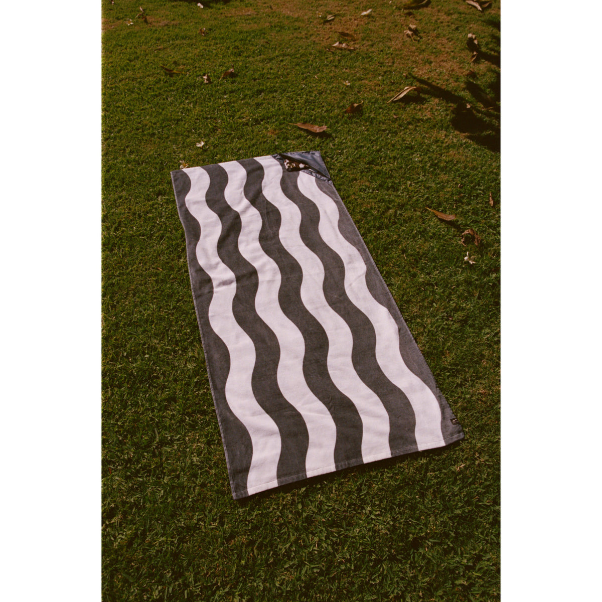 Slowtide Wavy Stripe Beach Towel with Zip Pocket, 60 x 30 Inches Embroidery - Grey - View 4