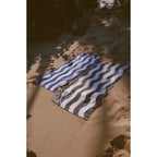 Slowtide Wavy Stripe Beach Towel with Zip Pocket, 60 x 30 Inches Transfer - Blue - View 5